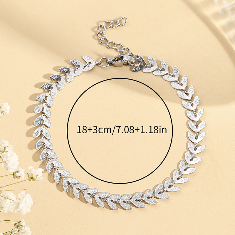 Stainless Steel Simple Fashion Leaf Wheat Bracelet - Image 2