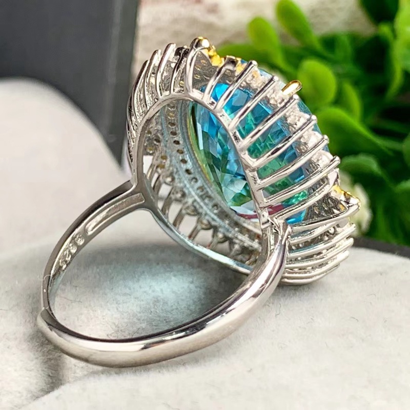 Anillo de topacio azul natural, imagen 5