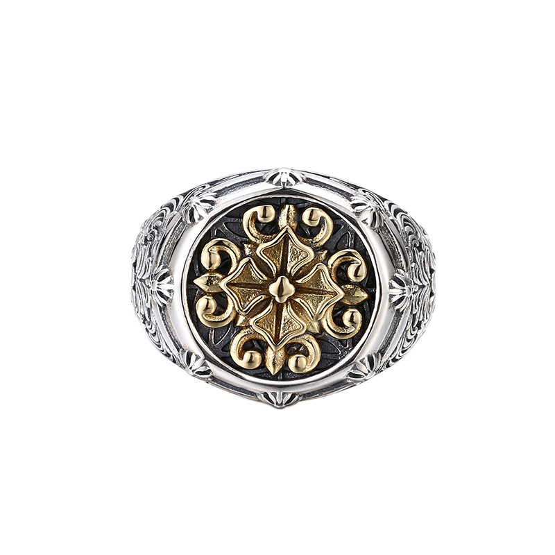 925 Sterling Silver Cross Pattern Ring Image 5