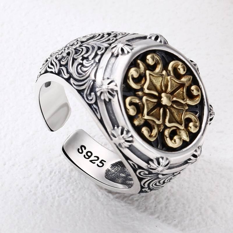 925 Sterling Silver Cross Pattern Ring Image 4