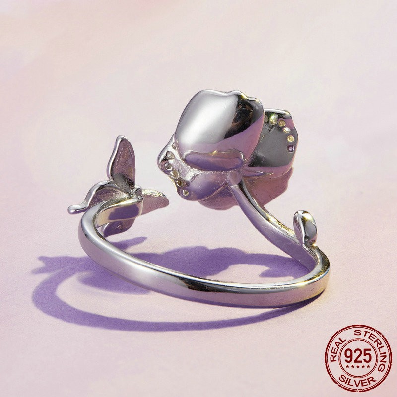 S925 Sterling Silver Flowers Bracelet Ring 2