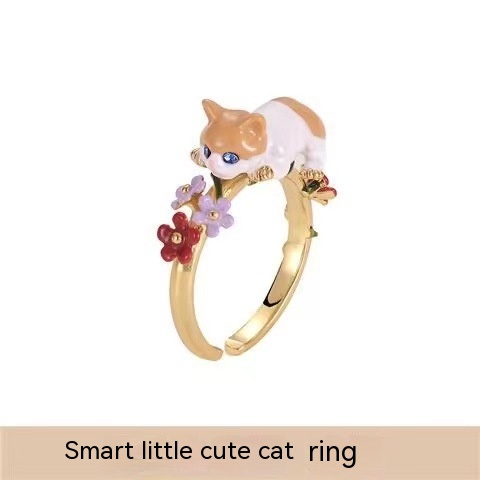 Smart Cute Cat Enamel Ring 5