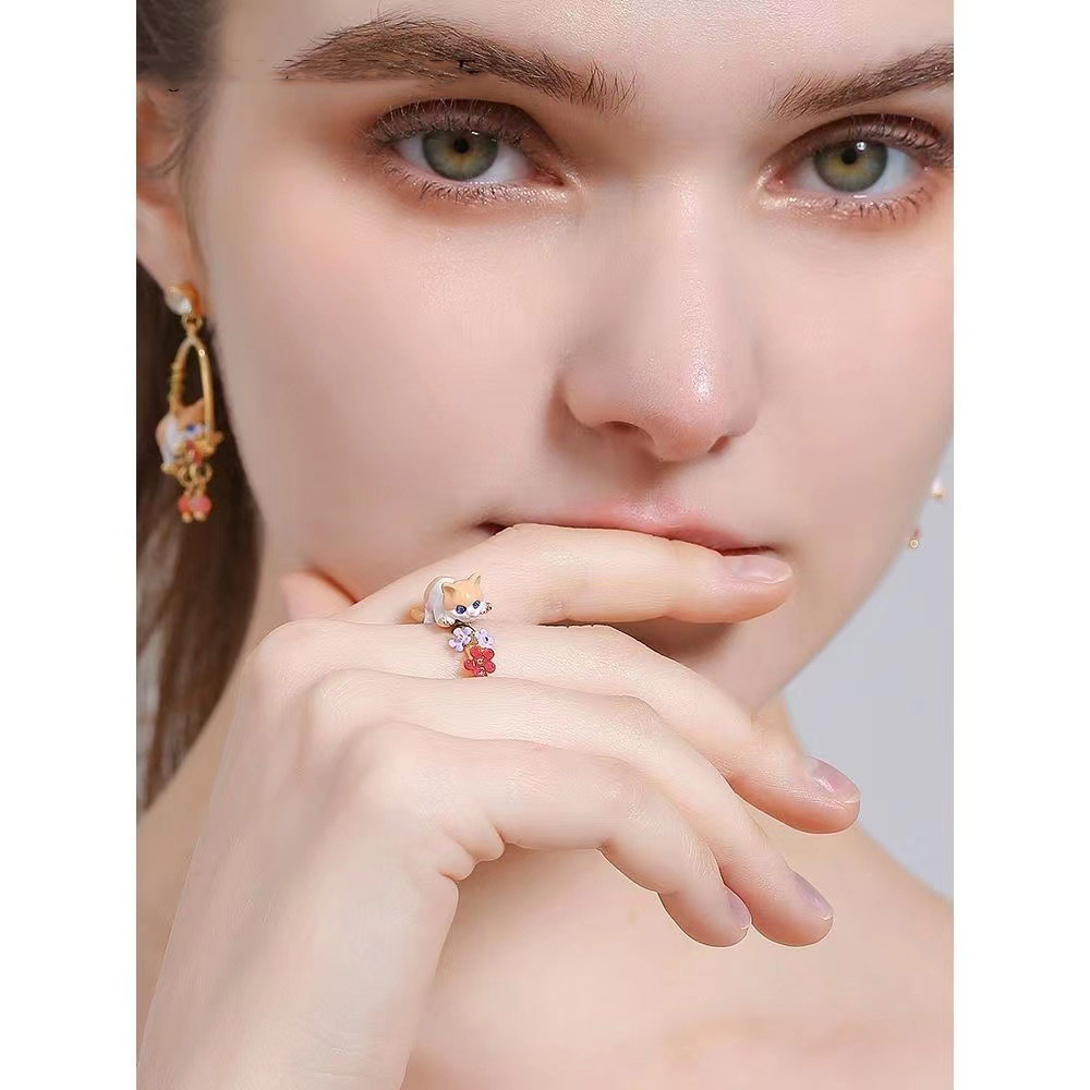 Smart Cute Cat Enamel Ring 4