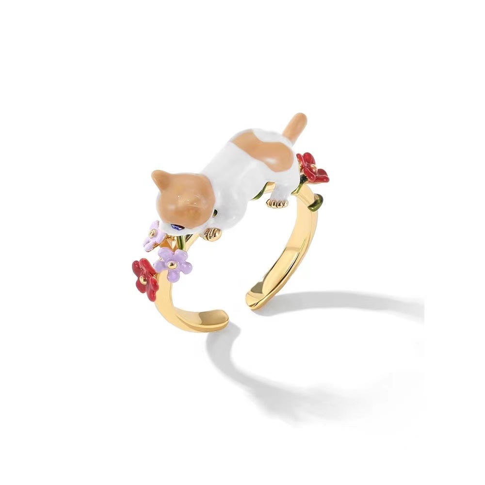 Smart Cute Cat Enamel Ring 2