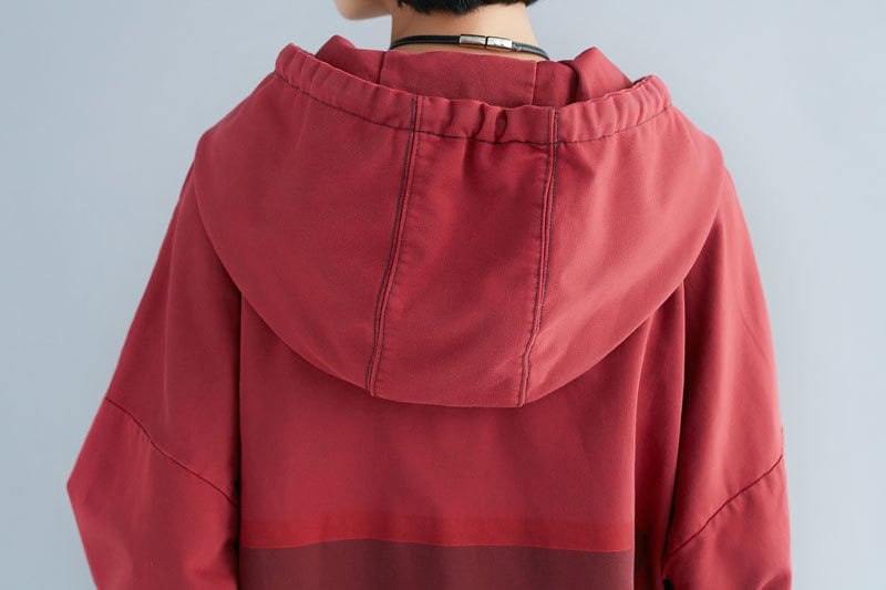 Hooded Sweater Loose Printed Long Dress - Image 16