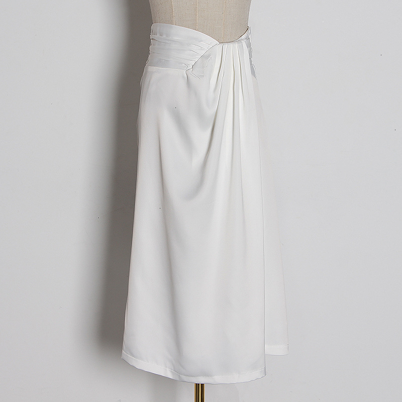 Women's Solid Color Half-Length Skirt - Back View
