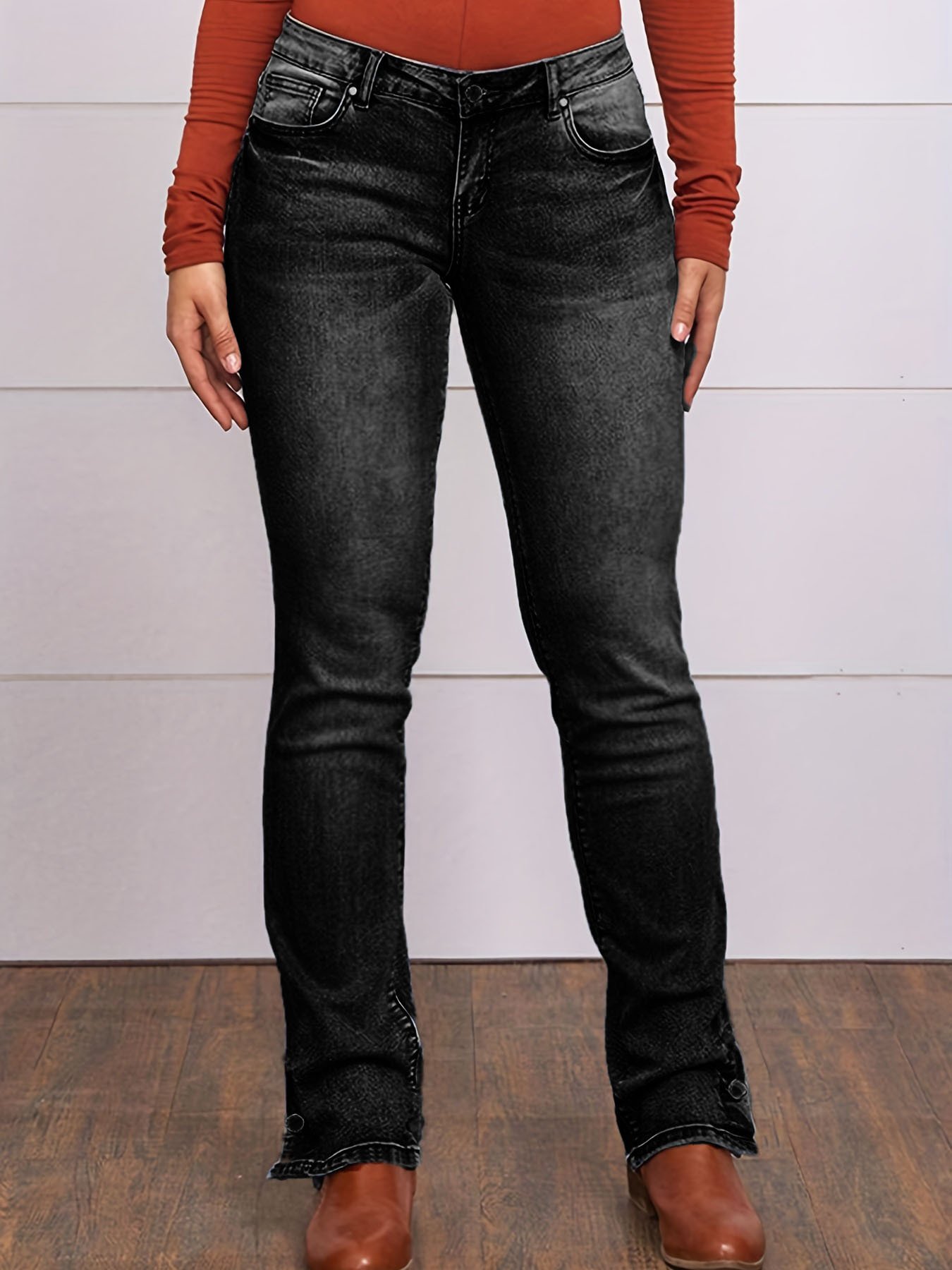Women's Embroidered Simple Casual Jeans 4
