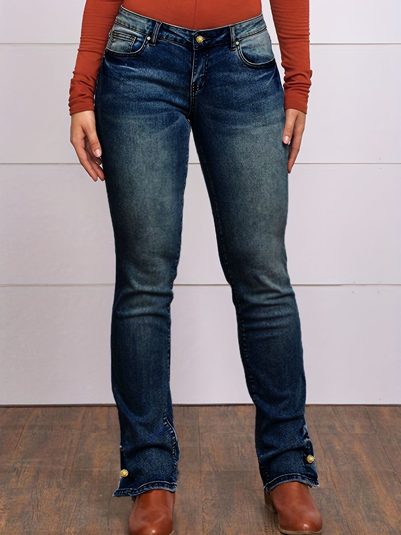 Women's Embroidered Simple Casual Jeans 2