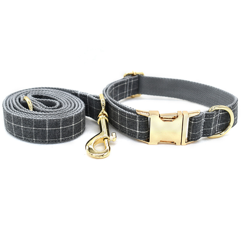 Grey Plaid Dog Collar Image 3