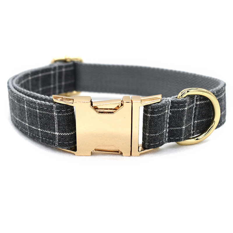 Grey Plaid Dog Collar Image 2