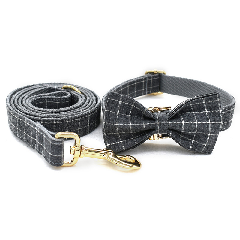 Grey Plaid Dog Collar Image 4