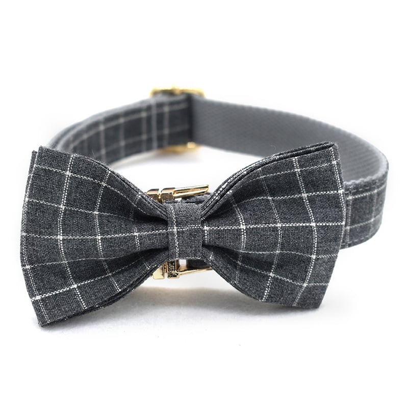 Grey Plaid Dog Collar Image 1