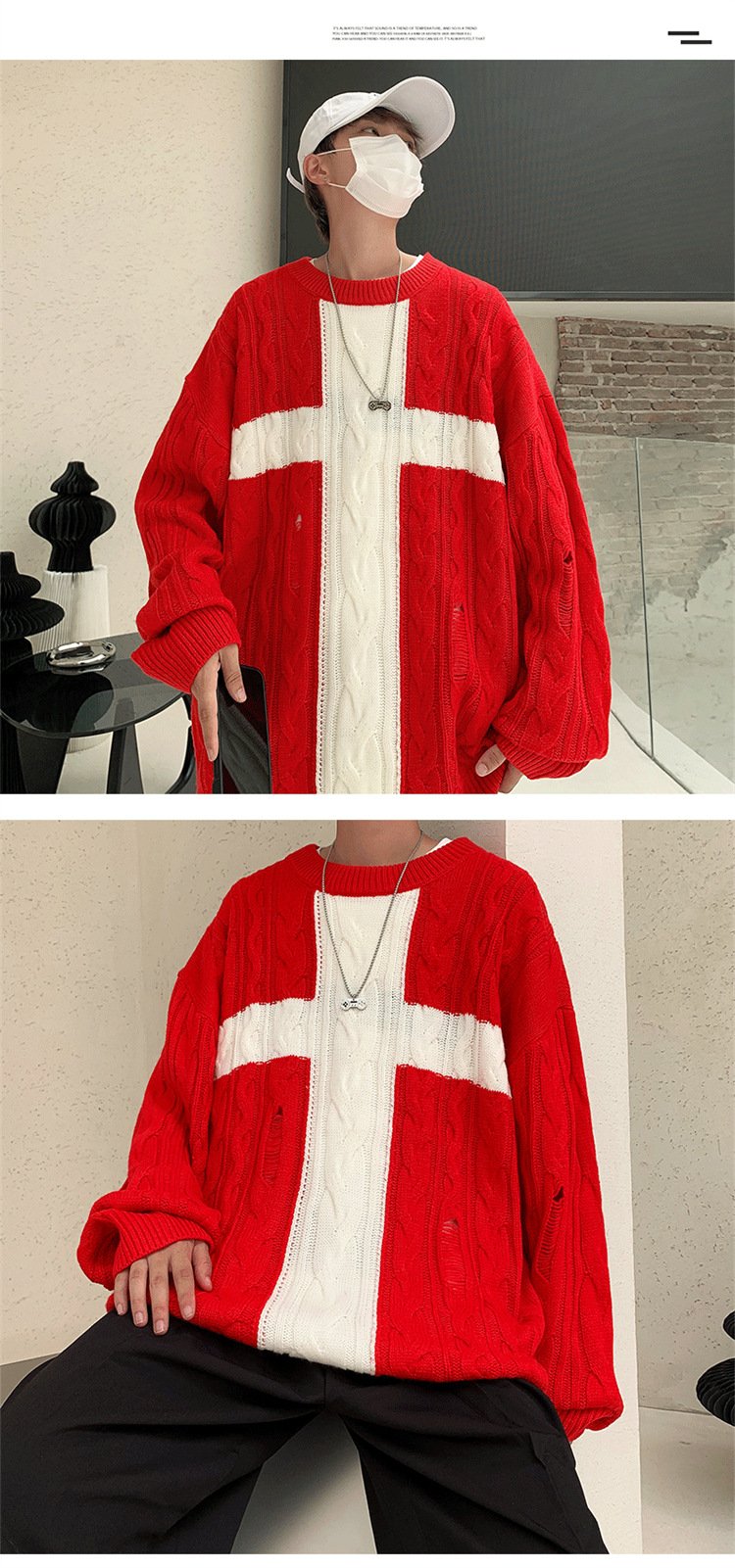 Vintage Trend Loose Knit Coat - Image 3