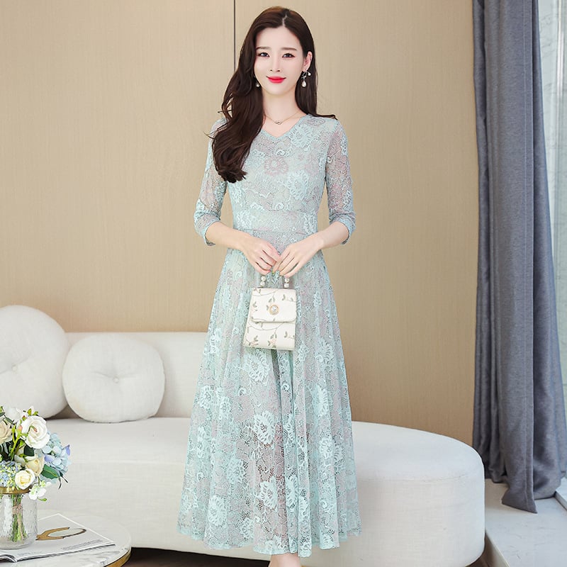 Lace Jacquard Dress - Back View