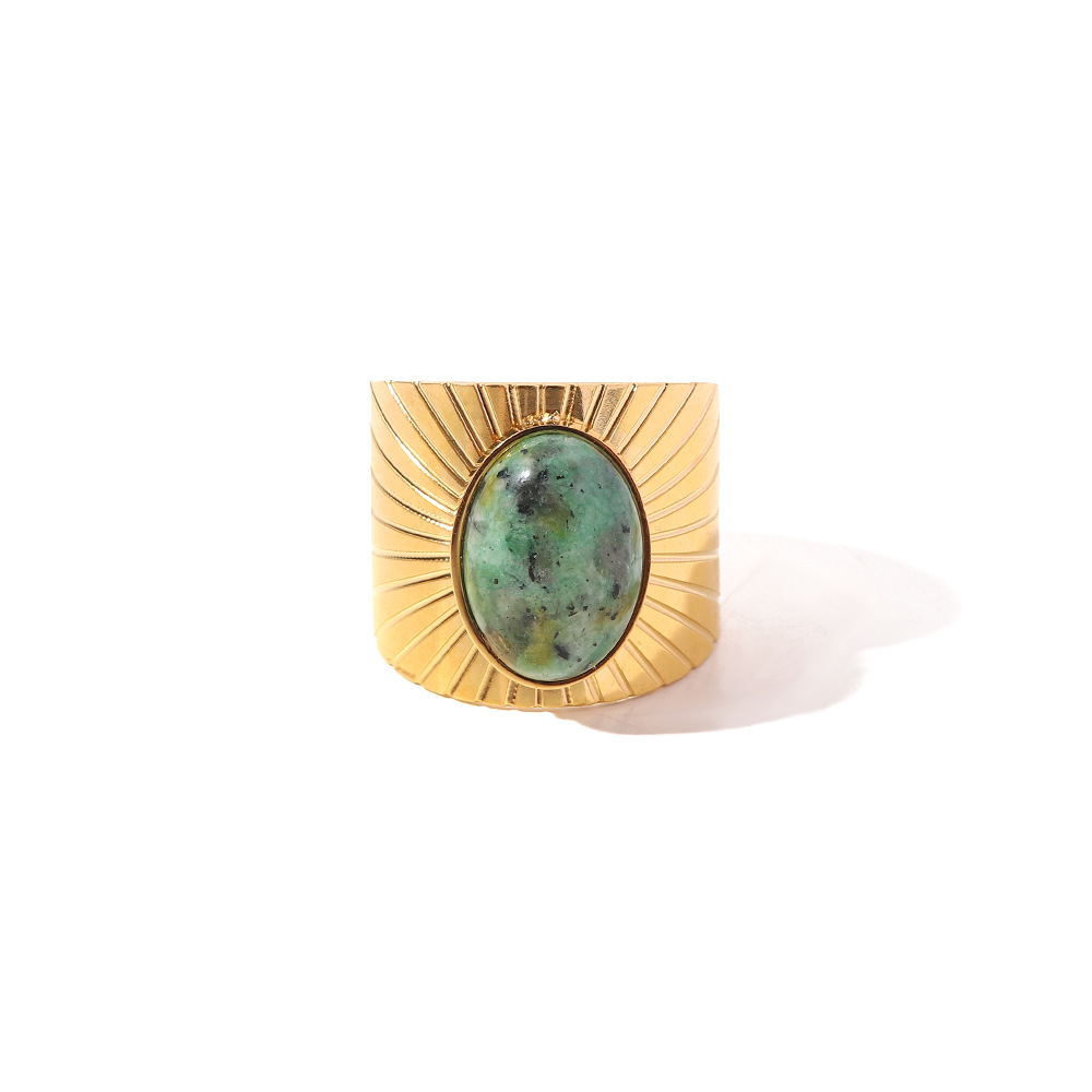 Detail of Retro Oval African Turquoise Wide Face Ring