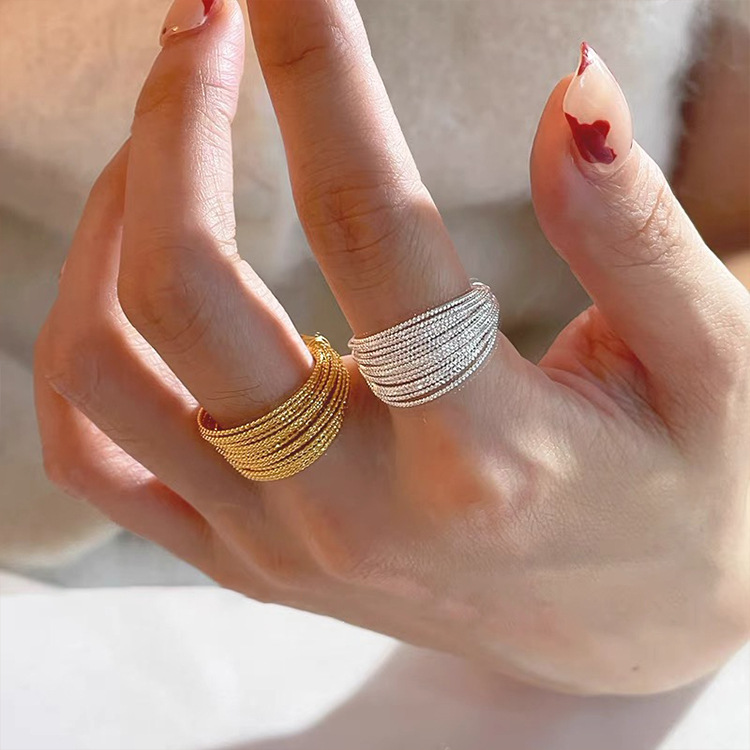 Gold Silver Circle Open Ring Image 4