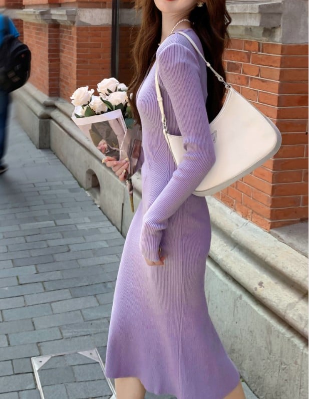 Elegant Lady Knitted Dress Image 3