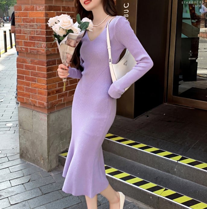Elegant Lady Knitted Dress Image 2