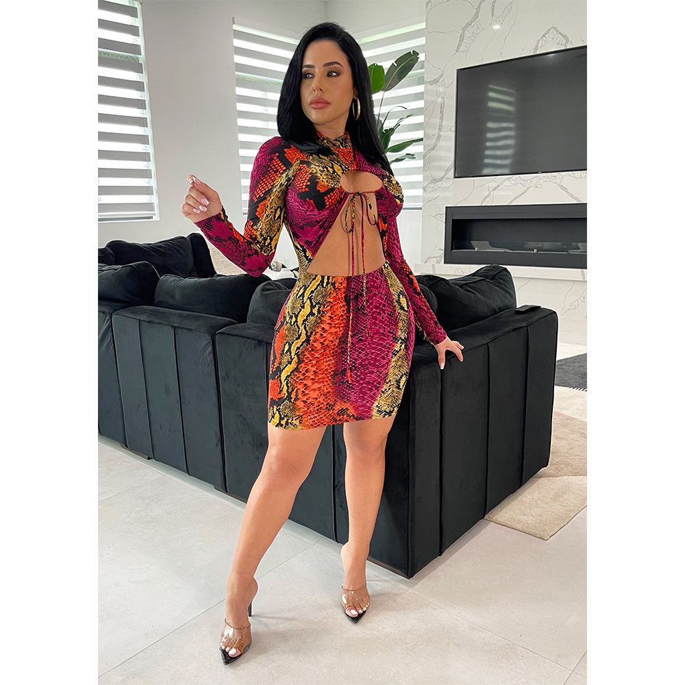 Women's Hollow-out Long Sleeve Narrow Dress - Image 2