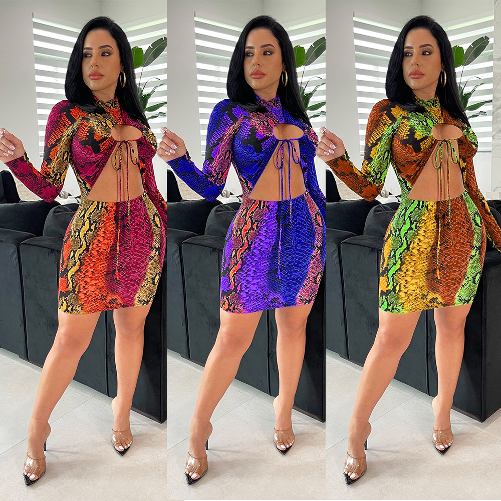 Women's Hollow-out Long Sleeve Narrow Dress - Image 1