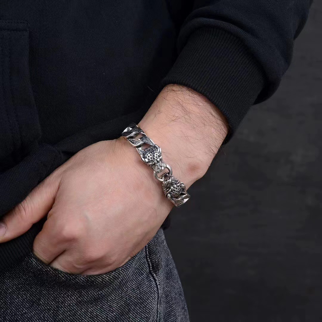 Men's Vintage Handmade Silver Woven Bracelet 4