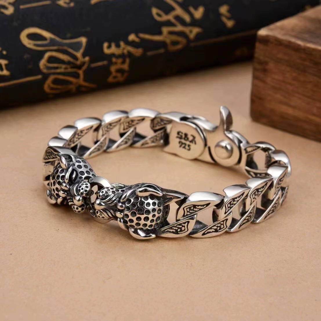 Men's Vintage Handmade Silver Woven Bracelet 5