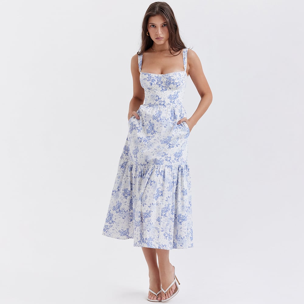 Creamy White Floral Midi Skirt