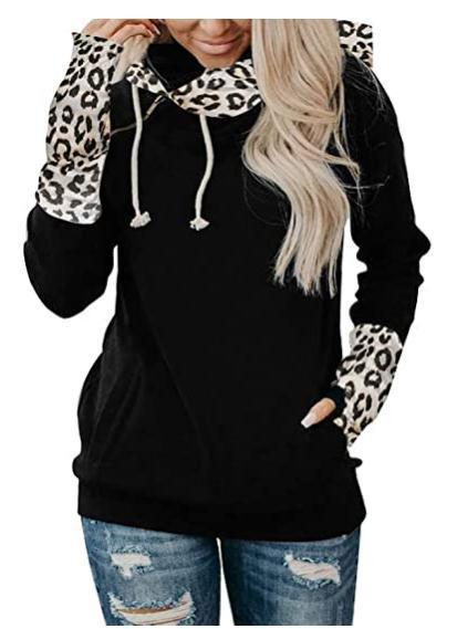 Women's Printed Stitching Thickened Versatile Hooded Sweater Image 5