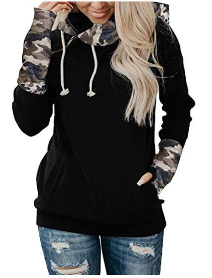Women's Printed Stitching Thickened Versatile Hooded Sweater Image 4