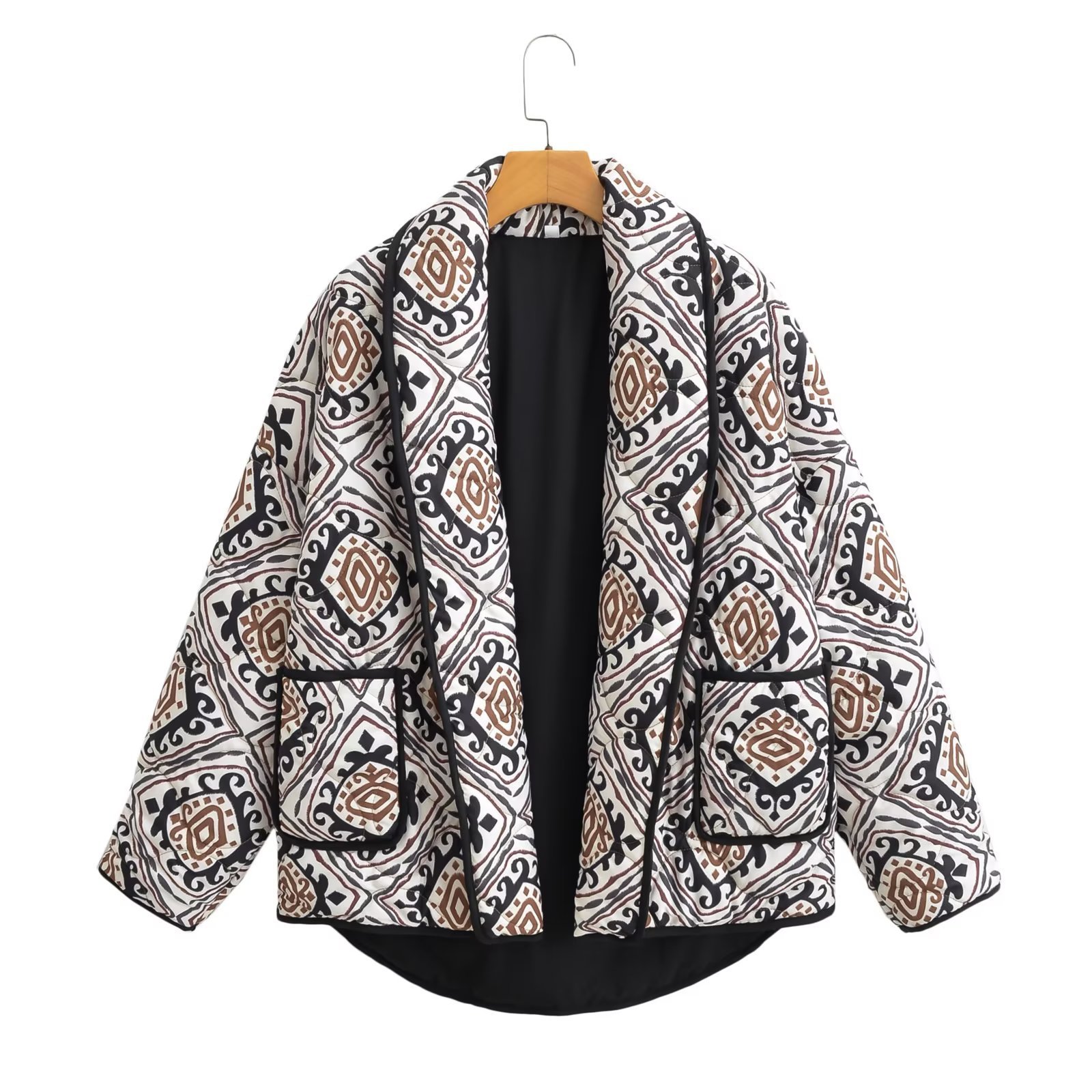 Pattern Print Cotton-padded Jacket Coat Image 4