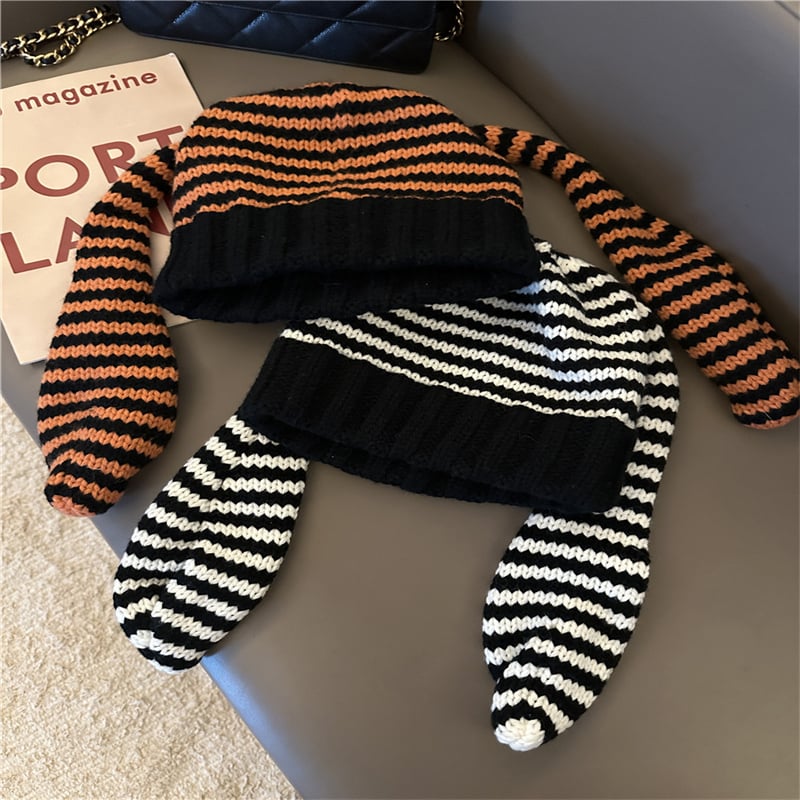 Cute Rabbit Ears Hat - Black and White