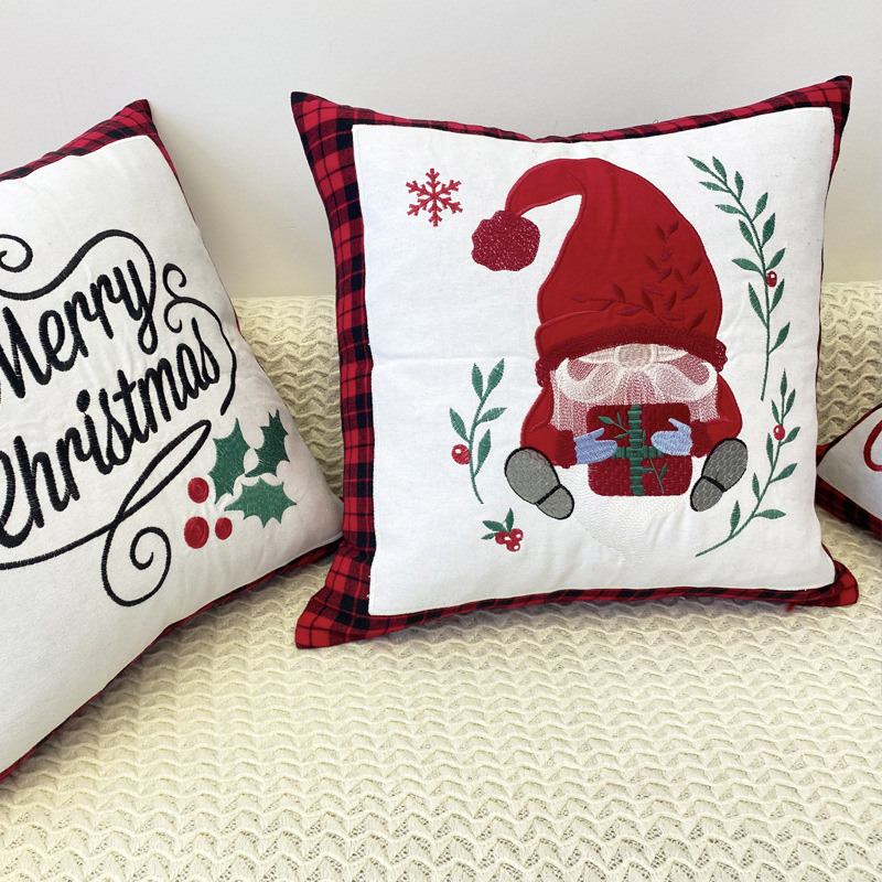 Christmas Embroidery Pillow Cover Santa Claus