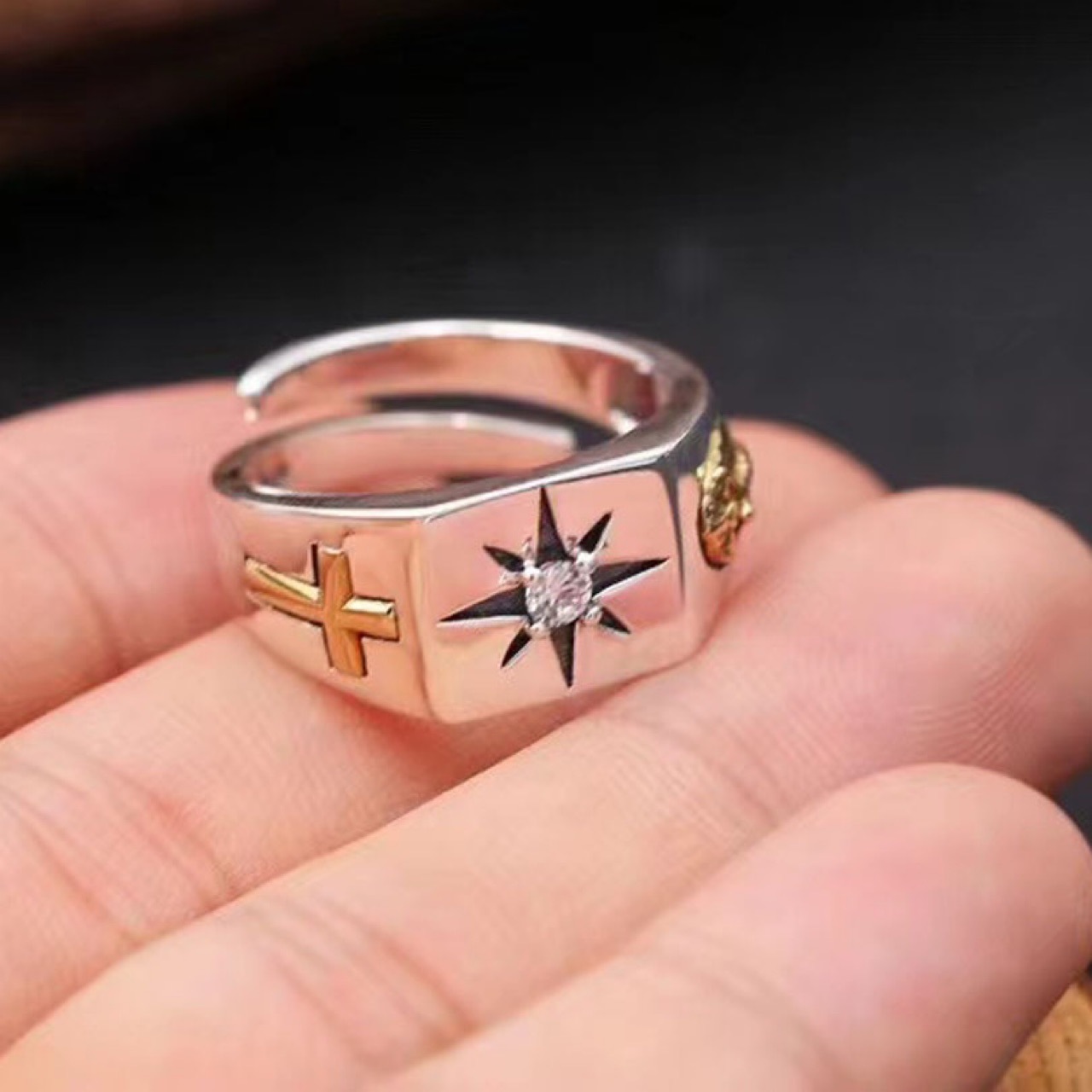 Cross Virgin Mary Ring Image 3