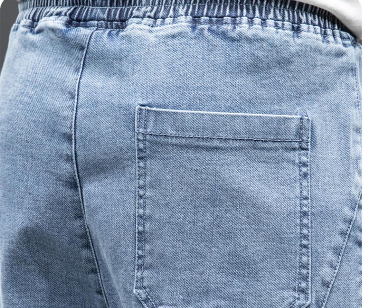 Men's Cropped Oversized Slimming Jeans in Blue