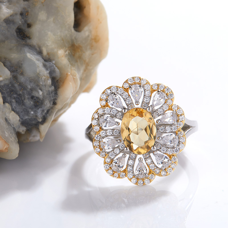 Citrine Flower Ring Image 3