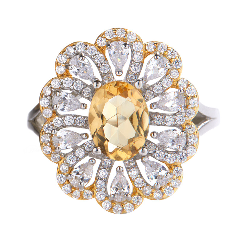 Citrine Flower Ring Image 1