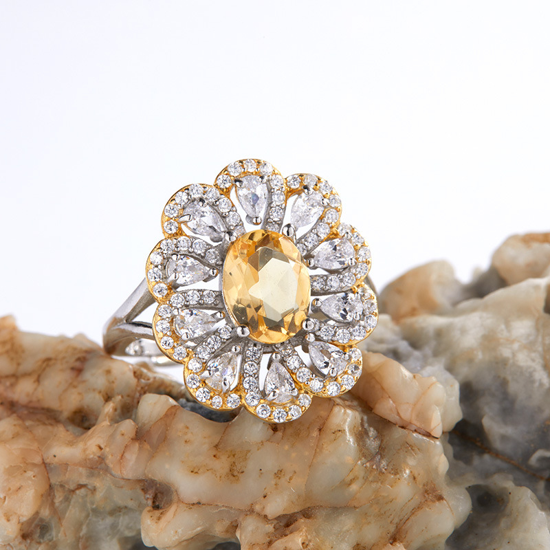 Citrine Flower Ring Image 5