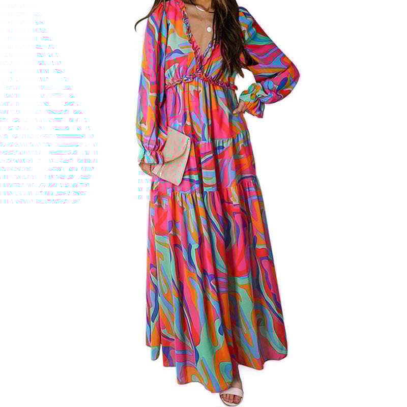 Printed Long Sleeve Dress - Image 5