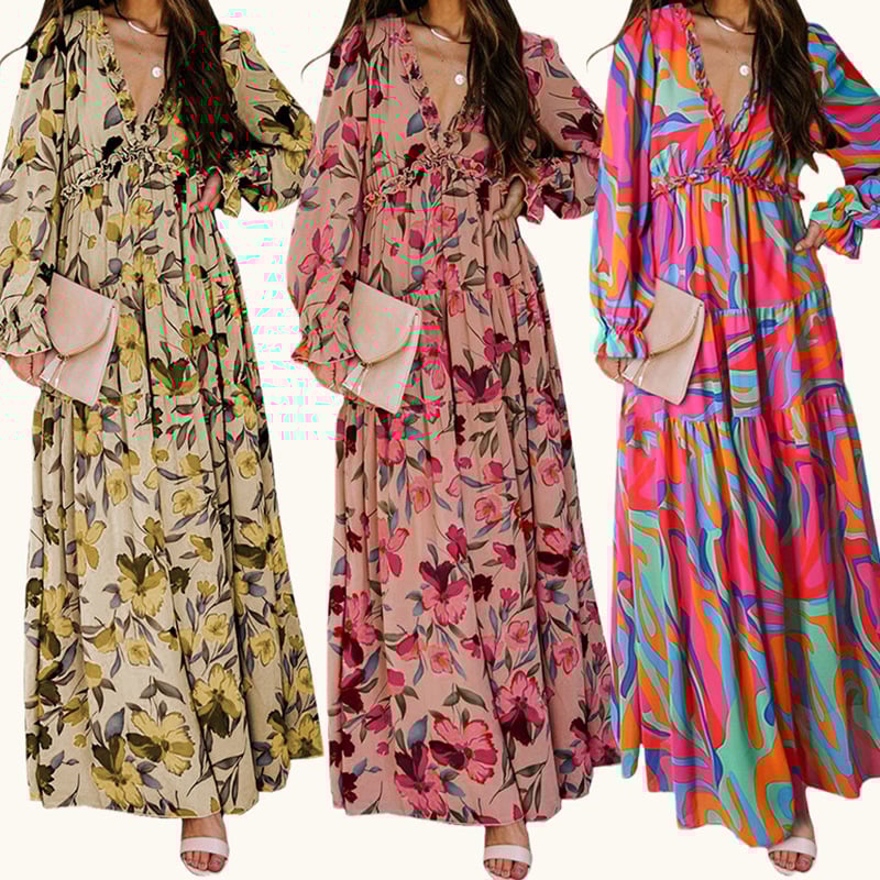 Printed Long Sleeve Dress - Image 2