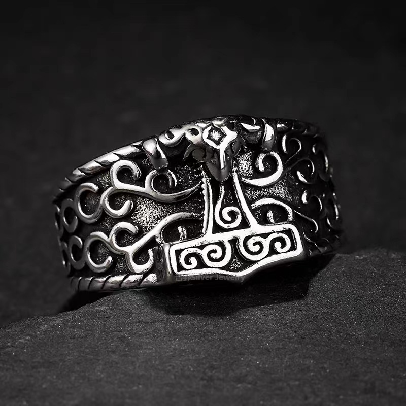Viking Crow Ring on display