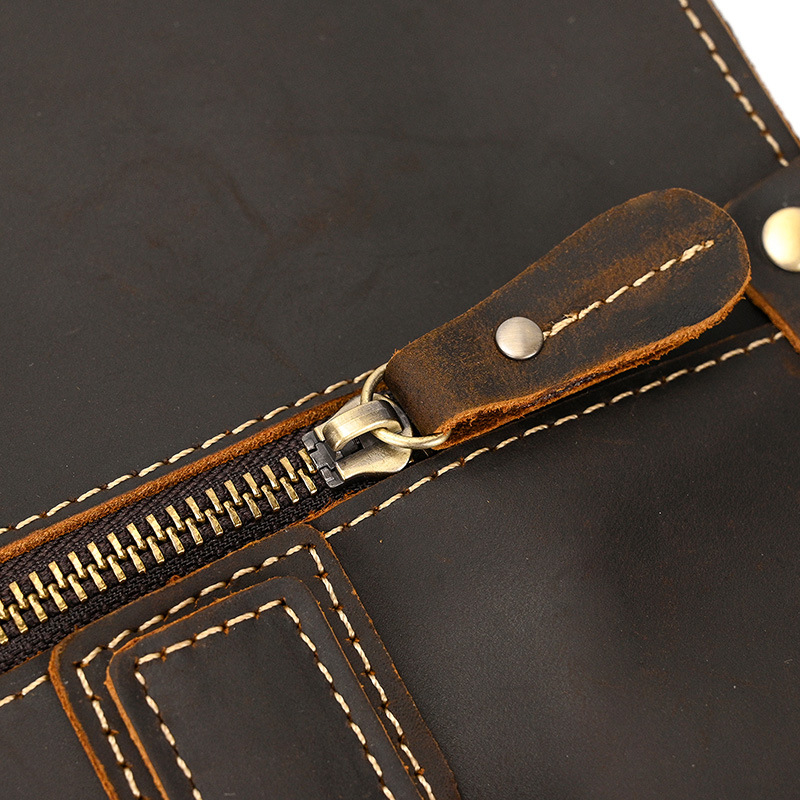 Retro Crazy Horse Leather Briefcase - Image 7