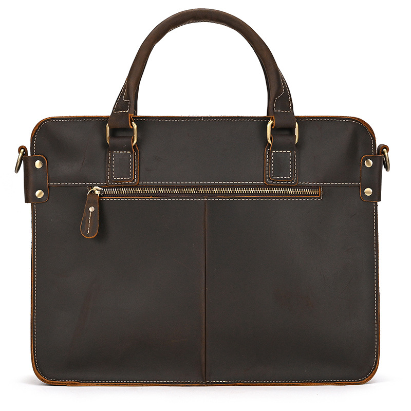 Retro Crazy Horse Leather Briefcase - Image 1
