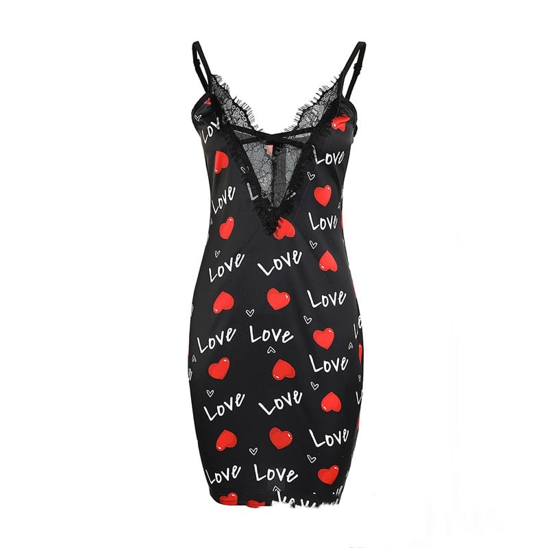 Women's Fashion Lace Stitching Printing Tight Skirt Image 5