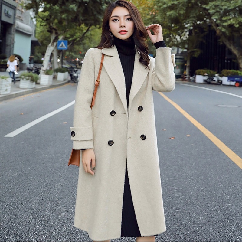 Trendy Smog Blue Ladies Woolen Coat