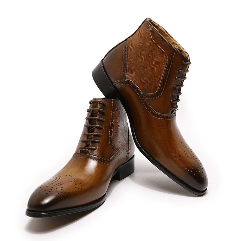 Men's Pointed Leather Boots Image 2