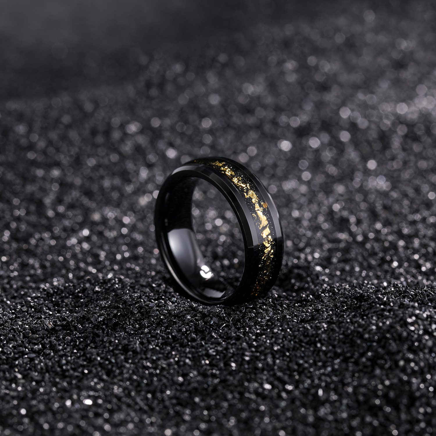 Wide Face 8mm Black Unisex Tungsten Ring Image 4