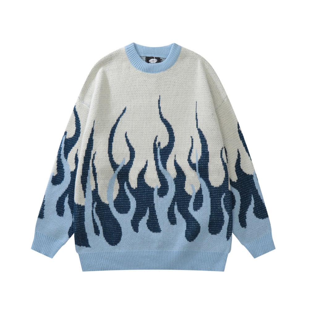 Hip Hop Knitted Sweater - Orange Brown