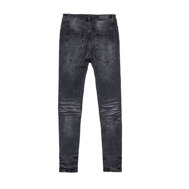 Black Punk Wind Pressure Shaft Distressed Jeans 2