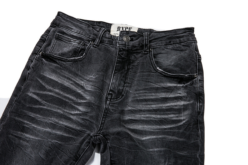 Black Punk Wind Pressure Shaft Distressed Jeans 5