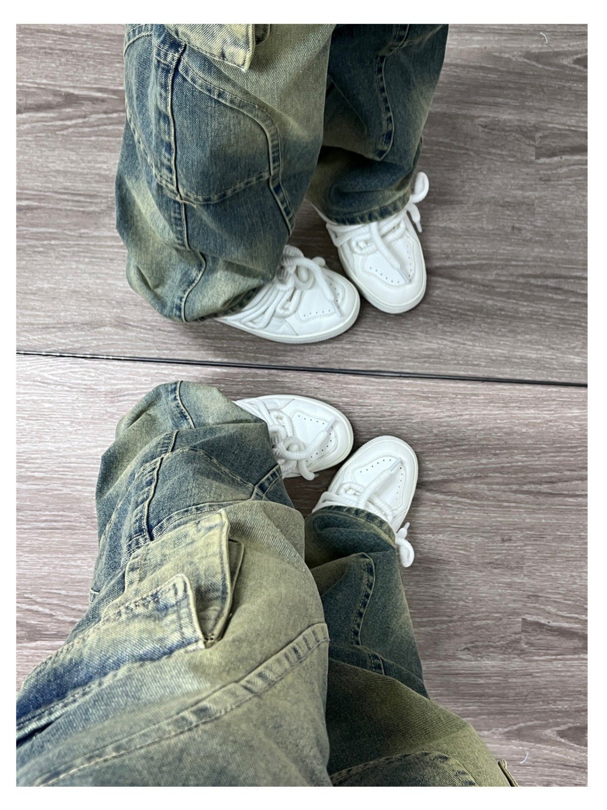 Deconstructed Design Washed Jeans 5